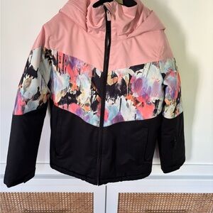 Roxy Pink and Black Kids Puffer Jacket